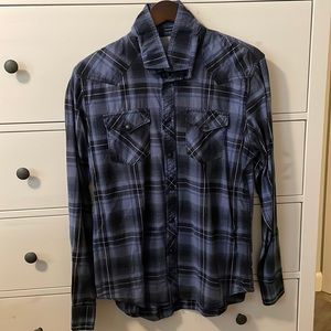 Mens long sleeve button up in plaid